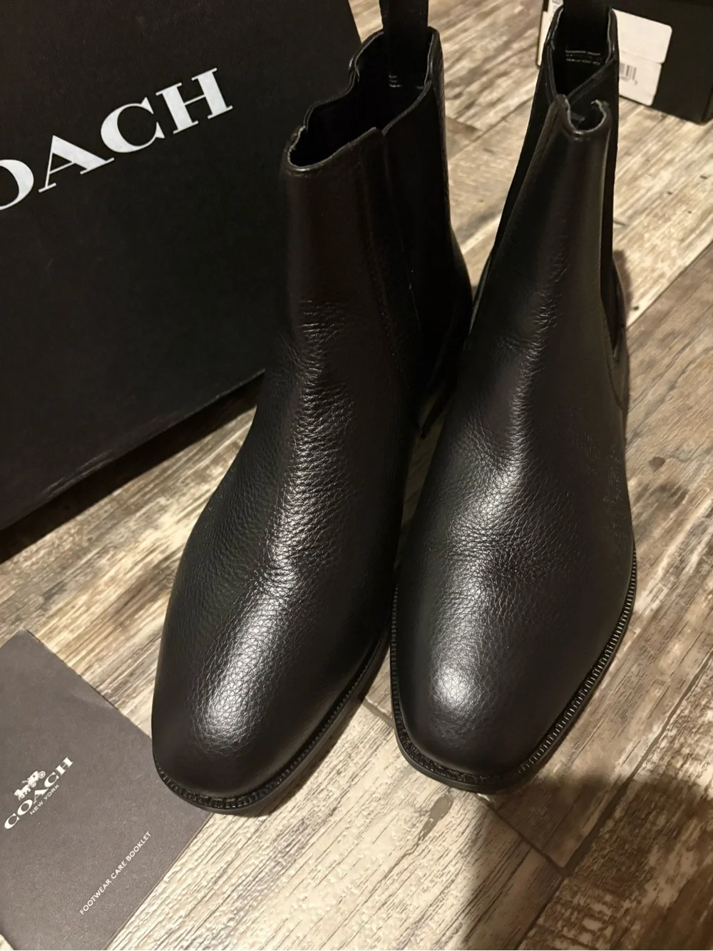 Coach Men’s Graham Chelsea Black Pebbled Leather Boots